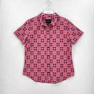 WILDFANG The Essential Button Up Shirt Womens Large Patchwork Plaid Short Sleeve